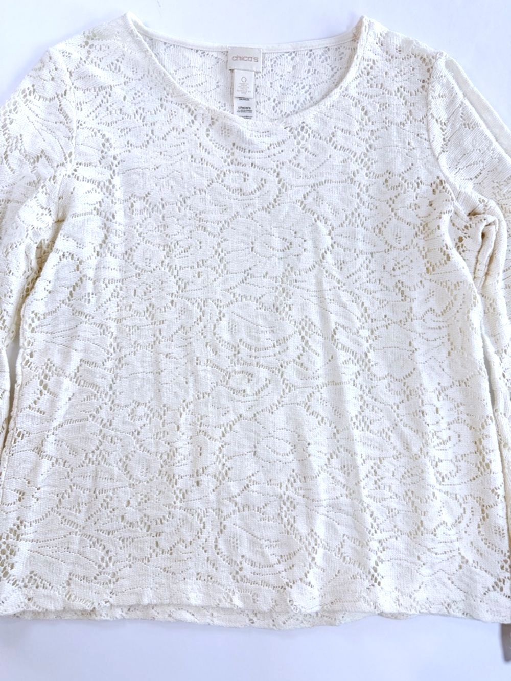 Chico's White Lace Bell-Sleeve Blouse - Picture 3 of 9